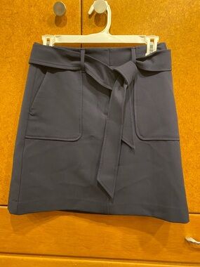 LOFT Navy Tie-Waist Mini Skirt
